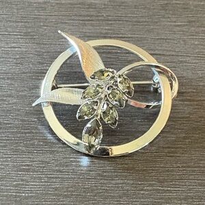 Vintage Van Dell Sterling & Peridot Leaves Brooch Pin